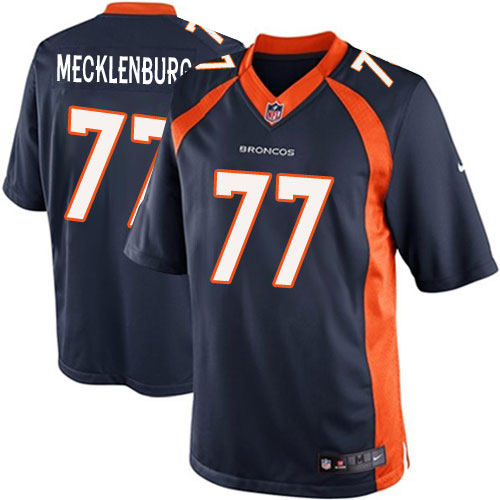 Men's Limited Karl Mecklenburg Nike Jersey Navy Blue Alternate - #77 NFL Denver Broncos